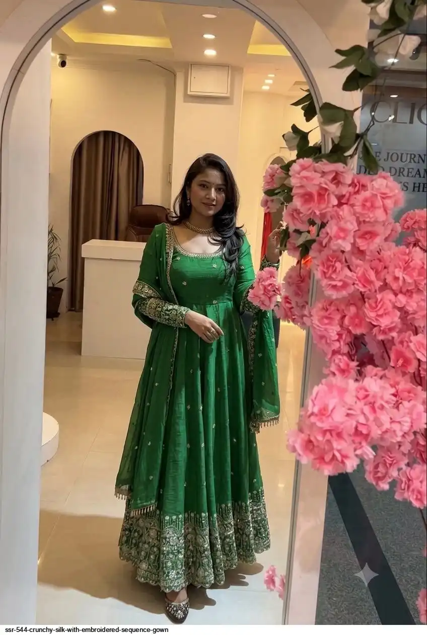 SSR 544 CRUNCHY SILK WITH EMBROIDERED SEQUENCE GOWN 2