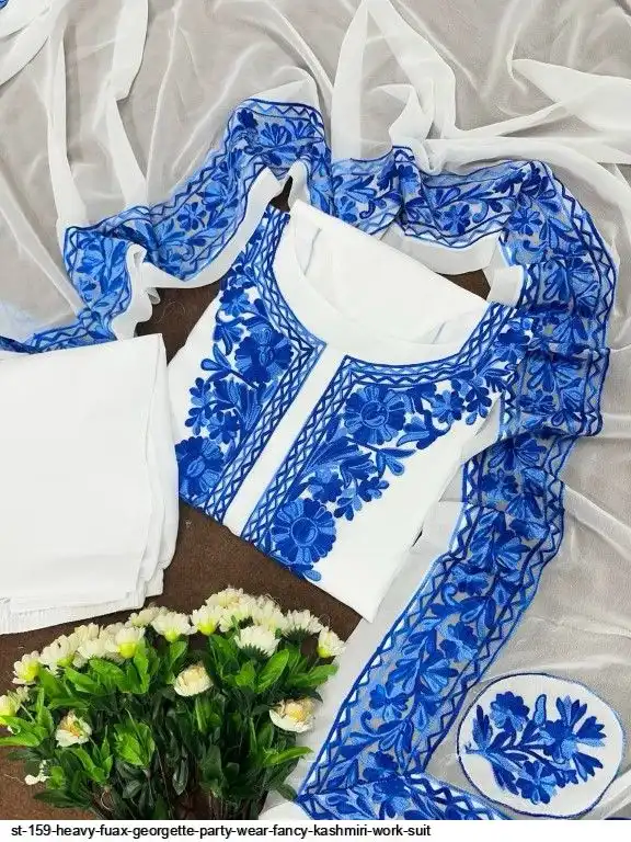 ST 159 HEAVY FUAX GEORGETTE PARTY WEAR FANCY KASHMIRI WORK SUIT C