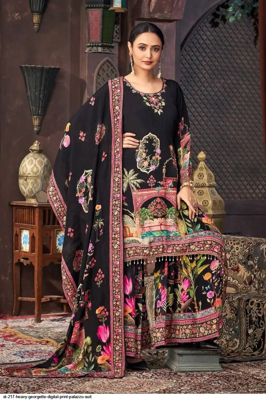 ST 217 HEAVY GEORGETTE DIGITAL PRINT PALAZZO SUIT A
