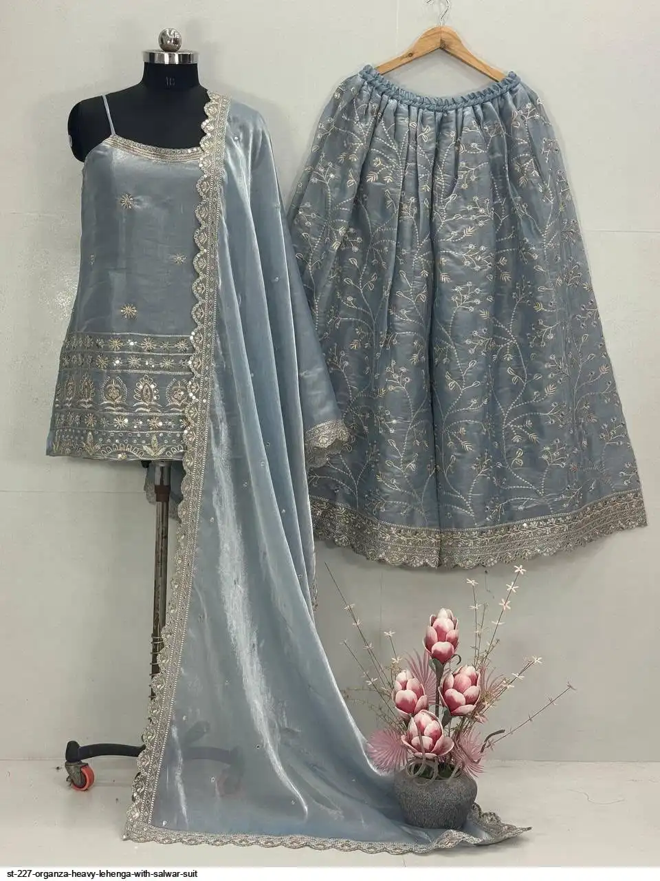 ST 227 ORGANZA HEAVY LEHENGA WITH SALWAR SUIT 2
