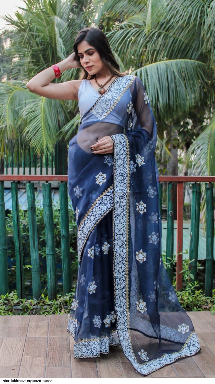 star lakhnavi organza saree 9500