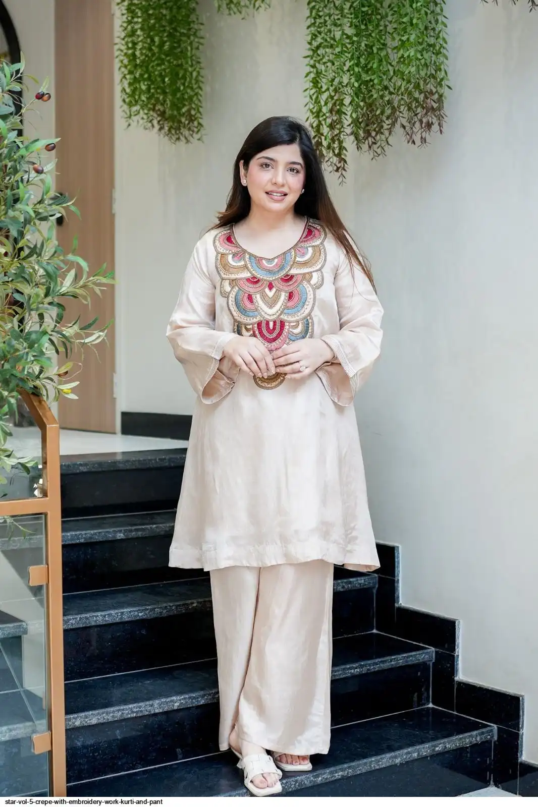 STAR VOL 5 CREPE WITH EMBROIDERY WORK KURTI AND PANT B