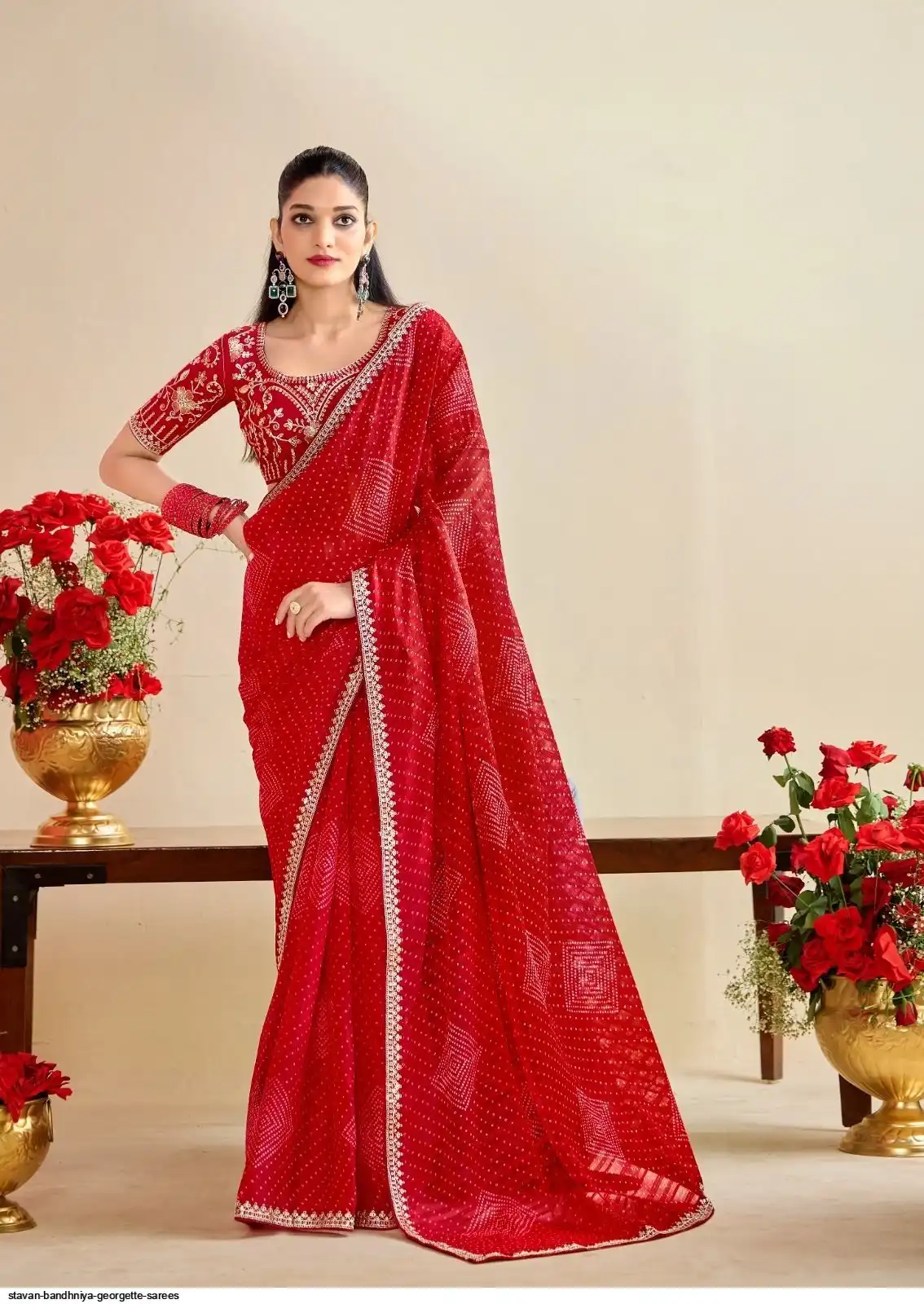 STAVAN BANDHNIYA GEORGETTE SAREES A
