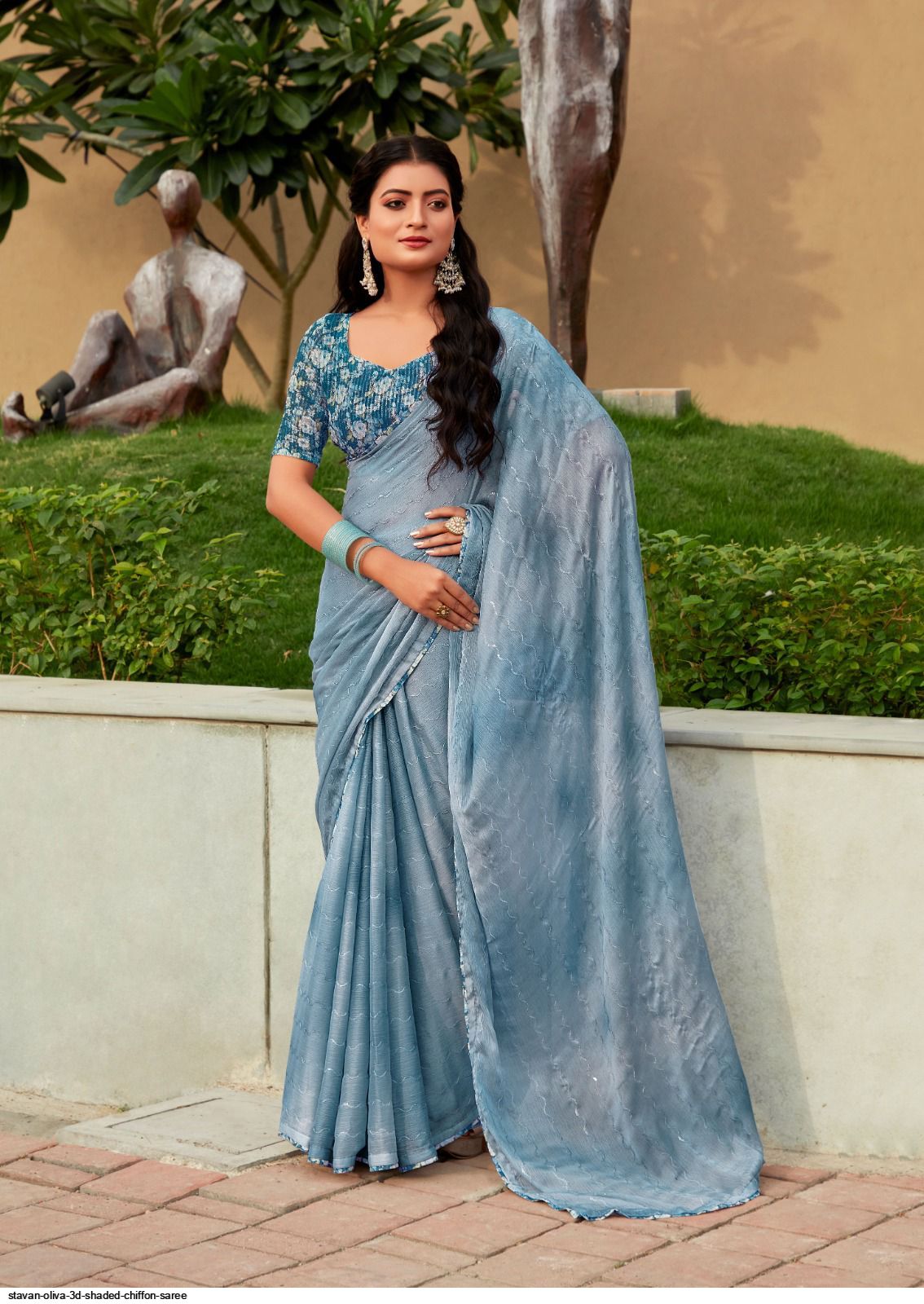 Shaded georgette Saree - Blue | Wedding Saree | Chiro's By Jigyasa