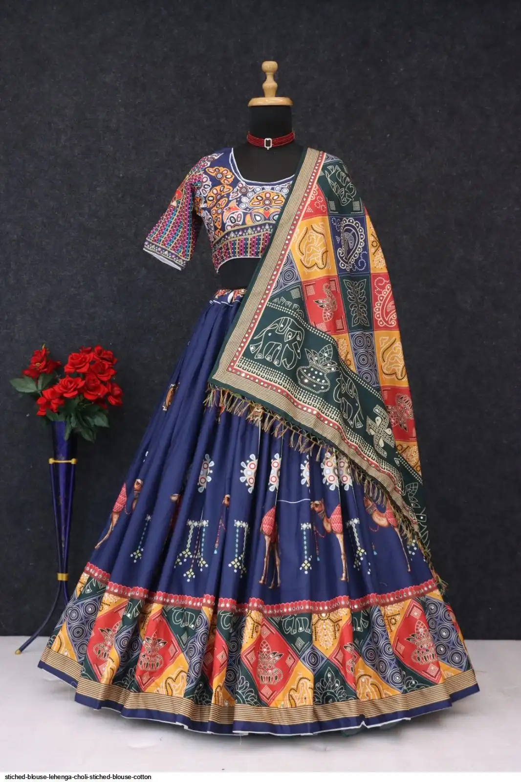 COTTON STICHED BLOUSE LEHENGA CHOLI 2