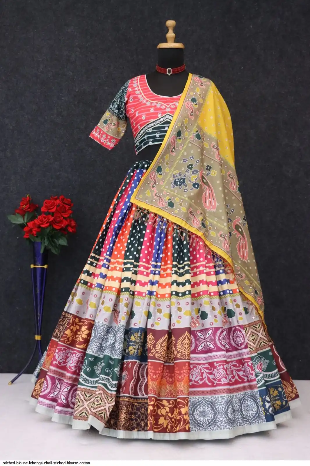 COTTON STICHED BLOUSE LEHENGA CHOLI 4