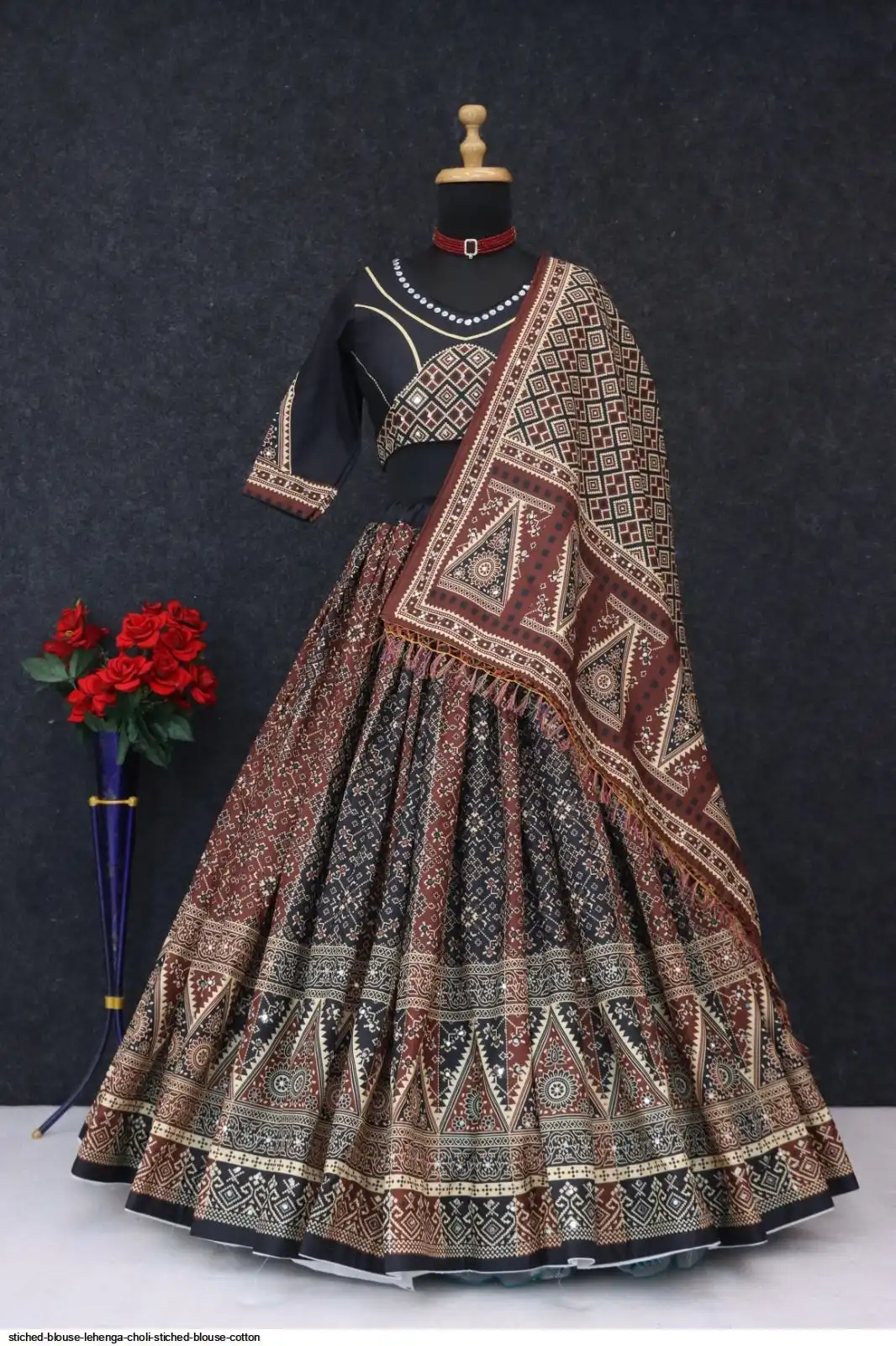 COTTON STICHED BLOUSE LEHENGA CHOLI 3