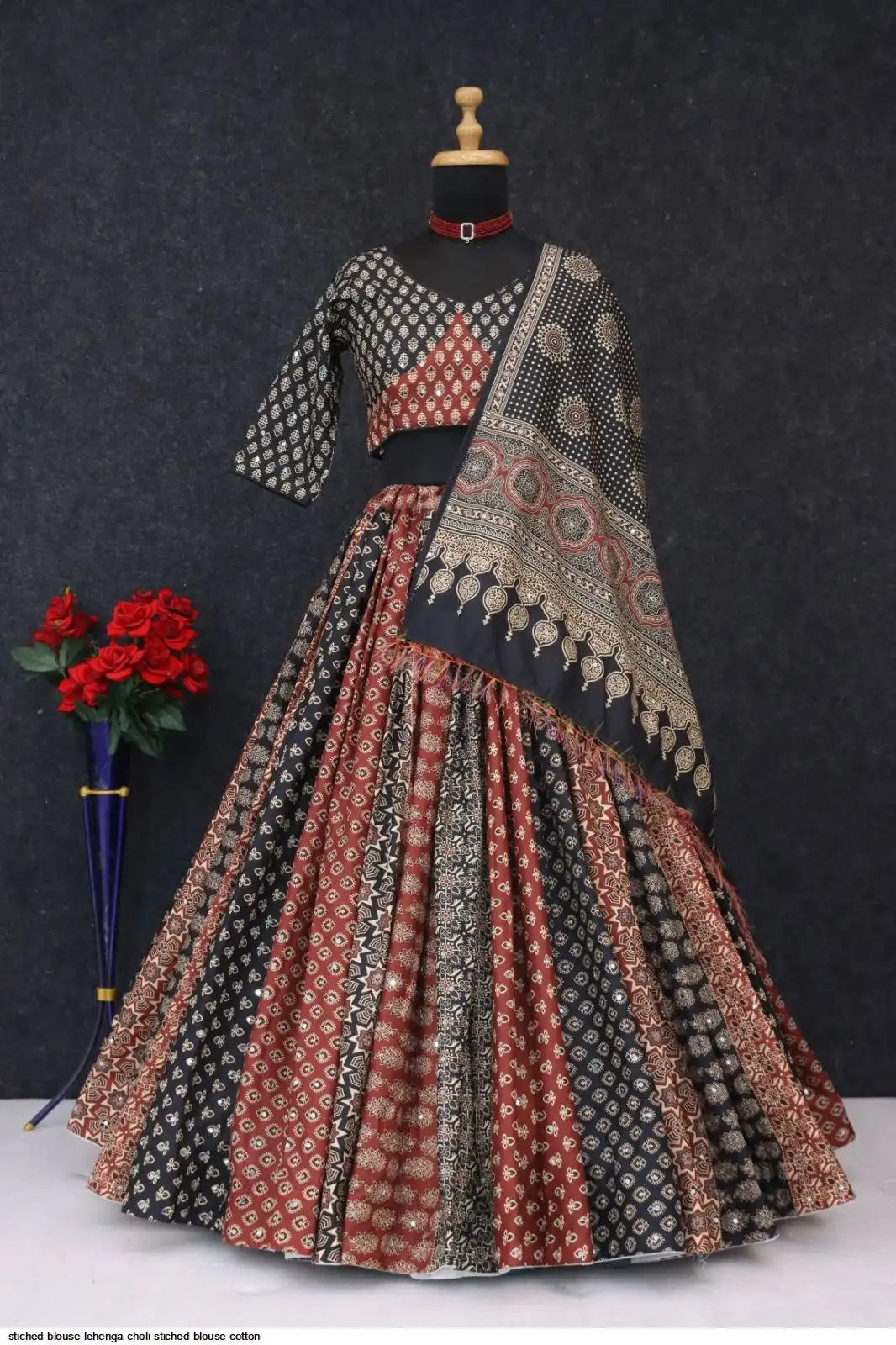 COTTON STICHED BLOUSE LEHENGA CHOLI 5