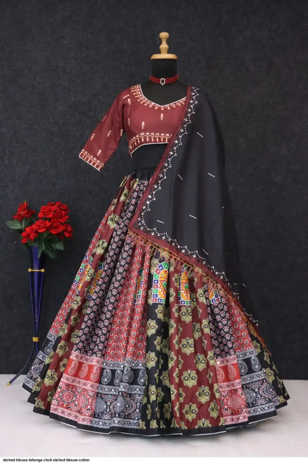 COTTON STICHED BLOUSE LEHENGA CHOLI 6