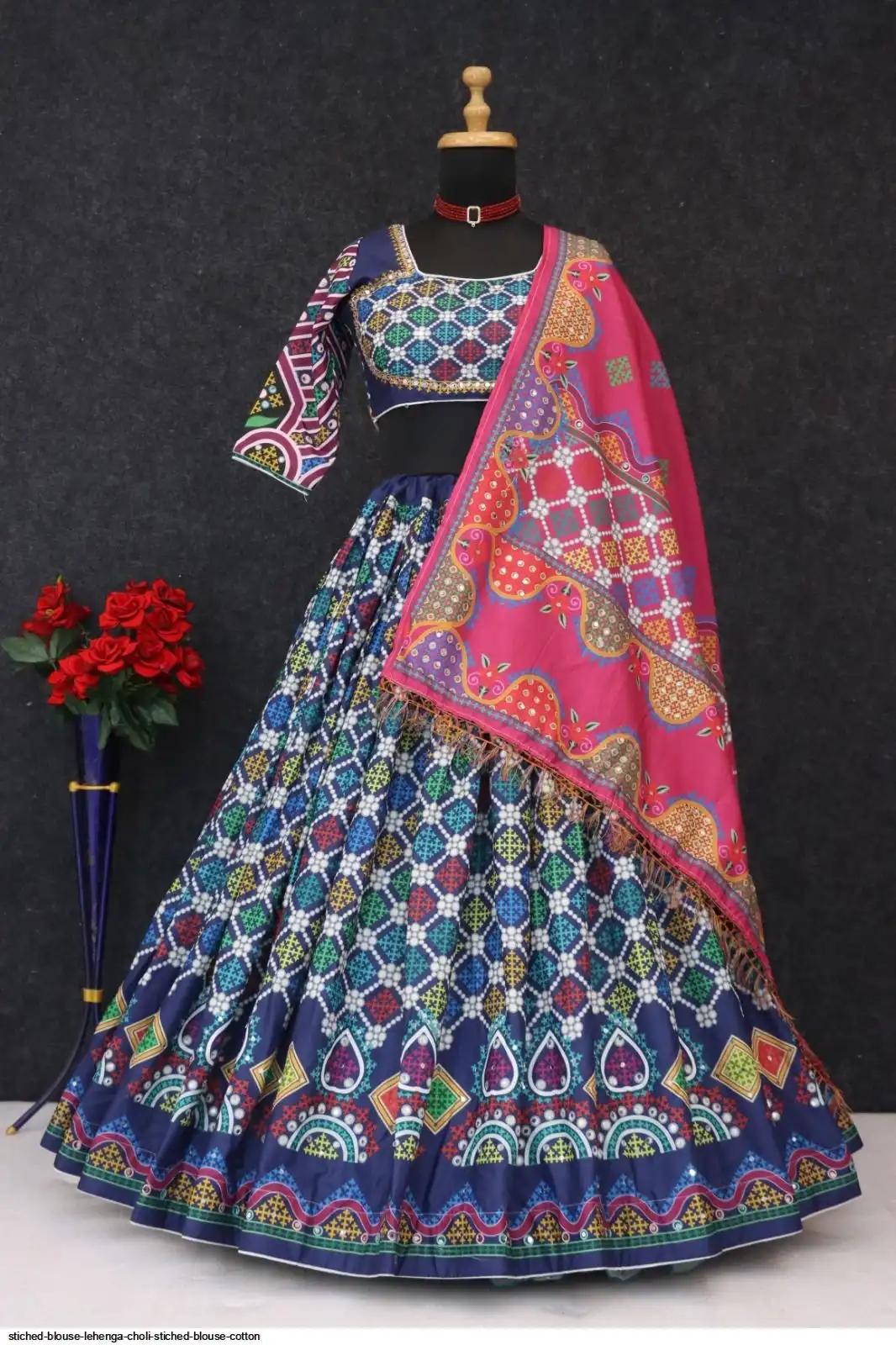 COTTON STICHED BLOUSE LEHENGA CHOLI 7