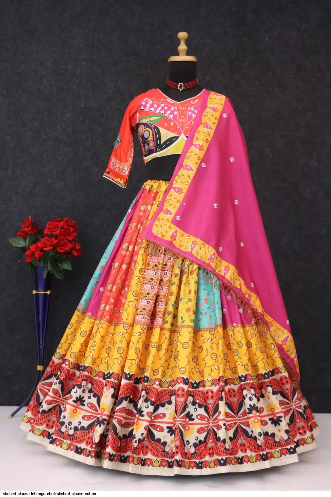 COTTON STICHED BLOUSE LEHENGA CHOLI 8