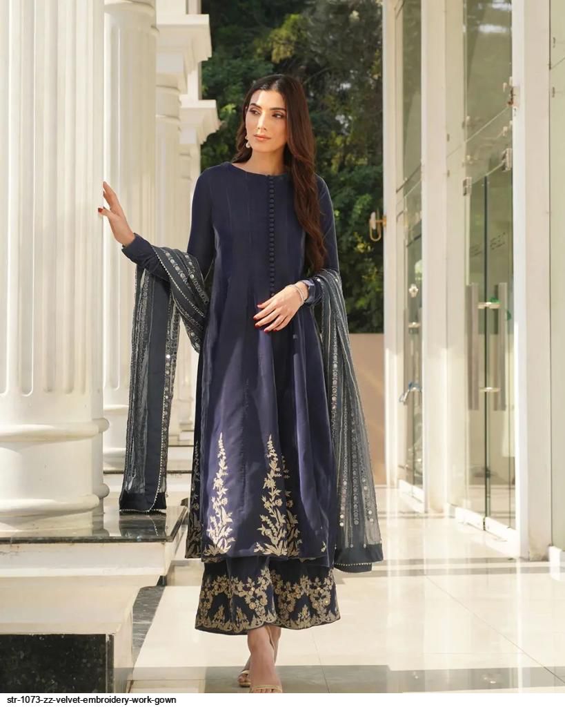 STR 1073 ZZ VELVET EMBROIDERY WORK GOWN