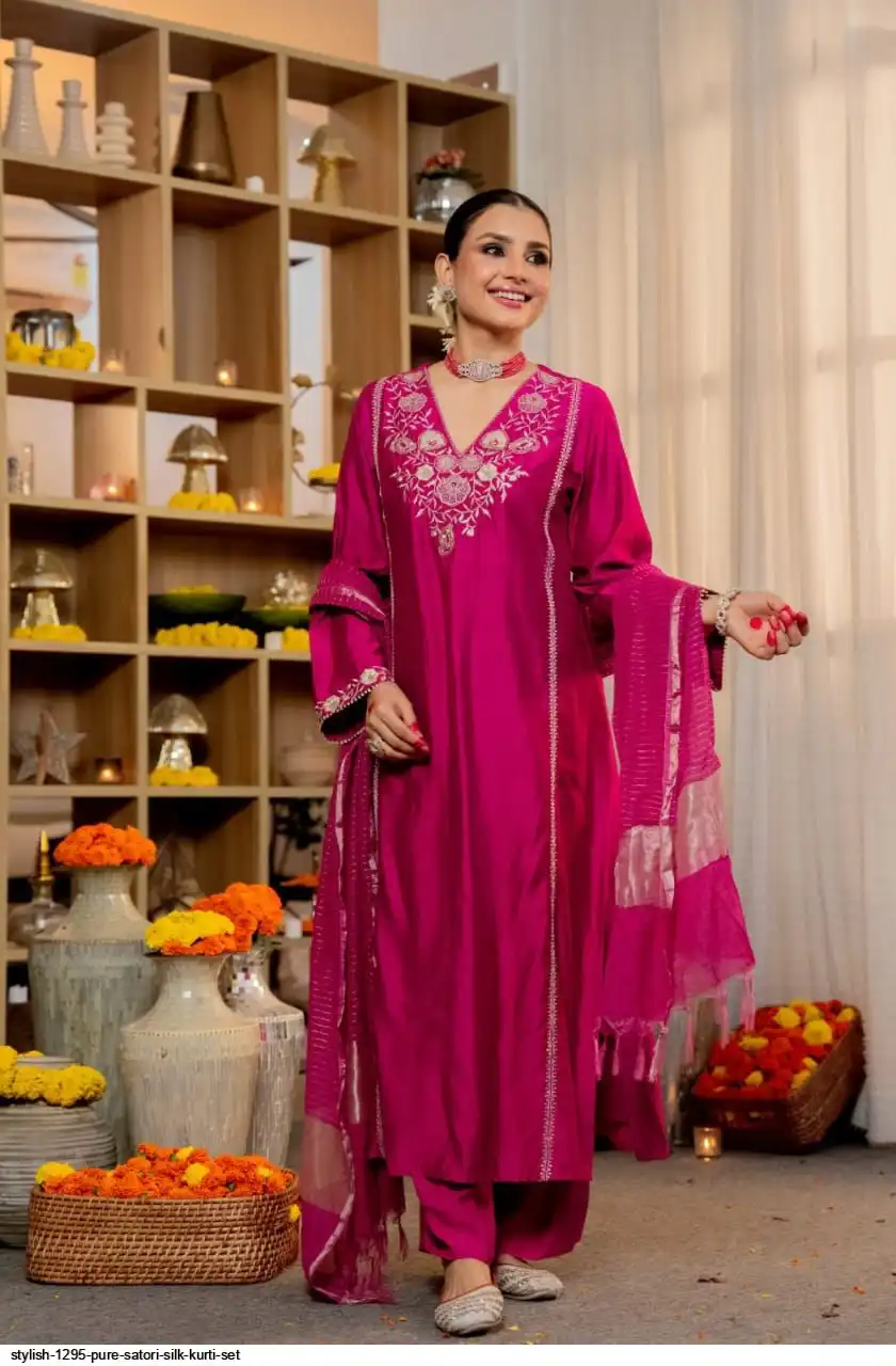 STYLISH 1295 PURE SATORI SILK KURTI SET B