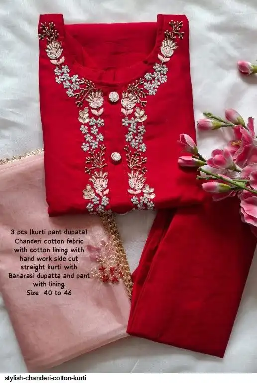 STYLISH CHANDERI COTTON KURTI