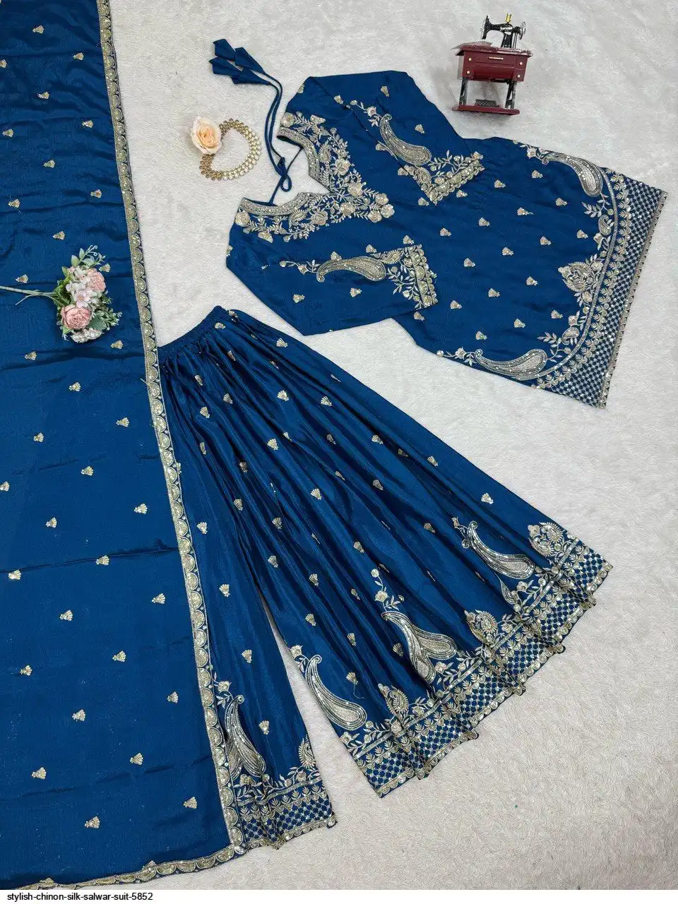 STYLISH CHINON SILK SALWAR SUIT 5852 1