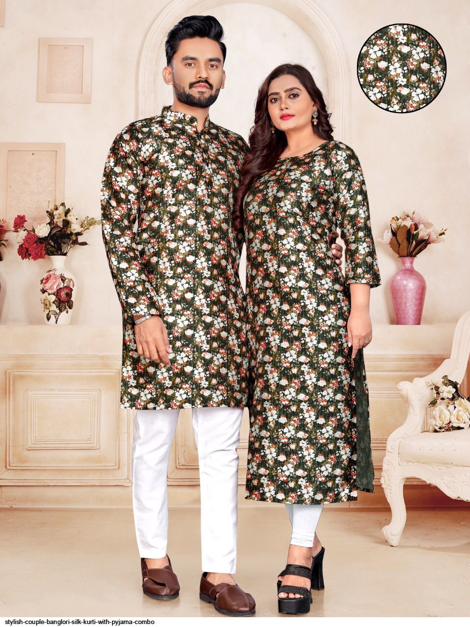 Buy Daily Wear Peach Plain Work Cotton Couple Kurta Online From Surat  Wholesale Shop.