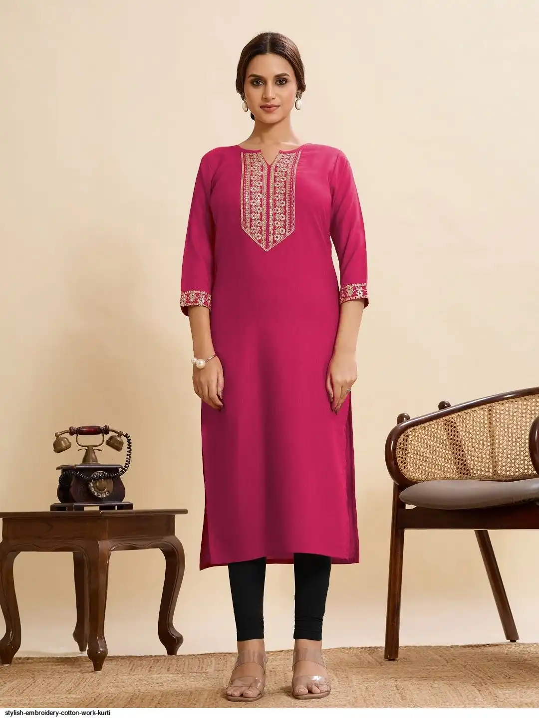 STYLISH EMBROIDERY COTTON WORK KURTI