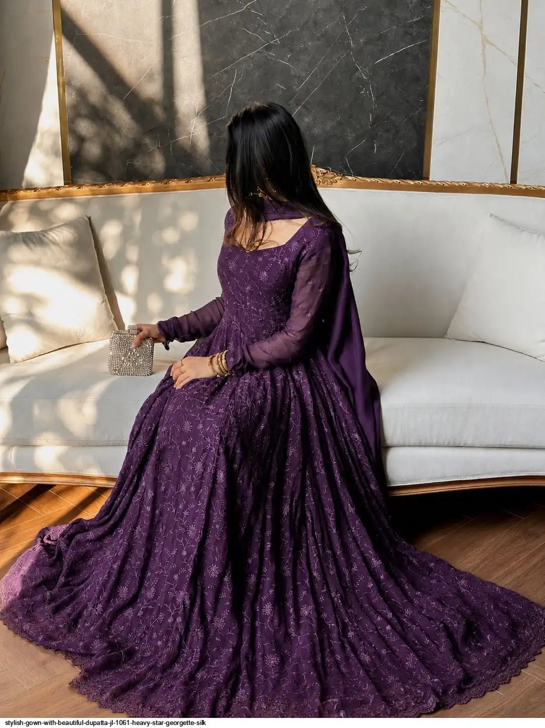 STYLISH GOWN WITH BEAUTIFUL DUPATTA JL 1061 HEAVY STAR GEORGETTE SILK 1