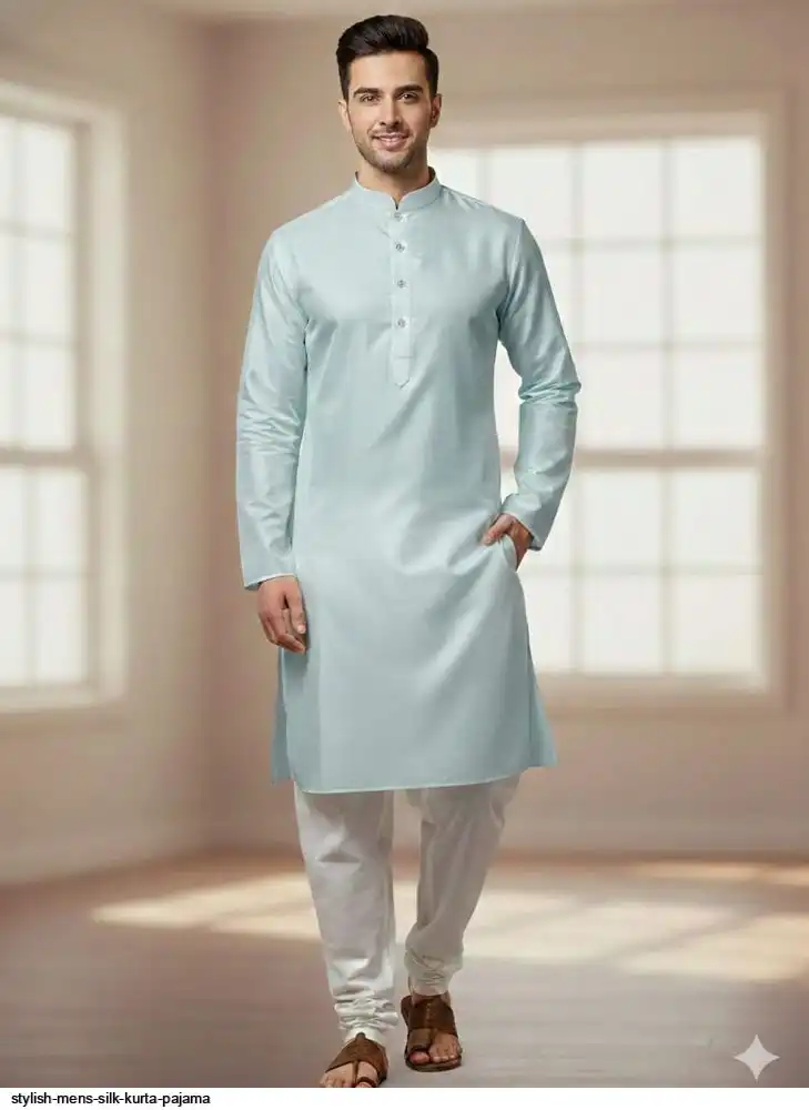 STYLISH MENS SILK KURTA PAJAMA A