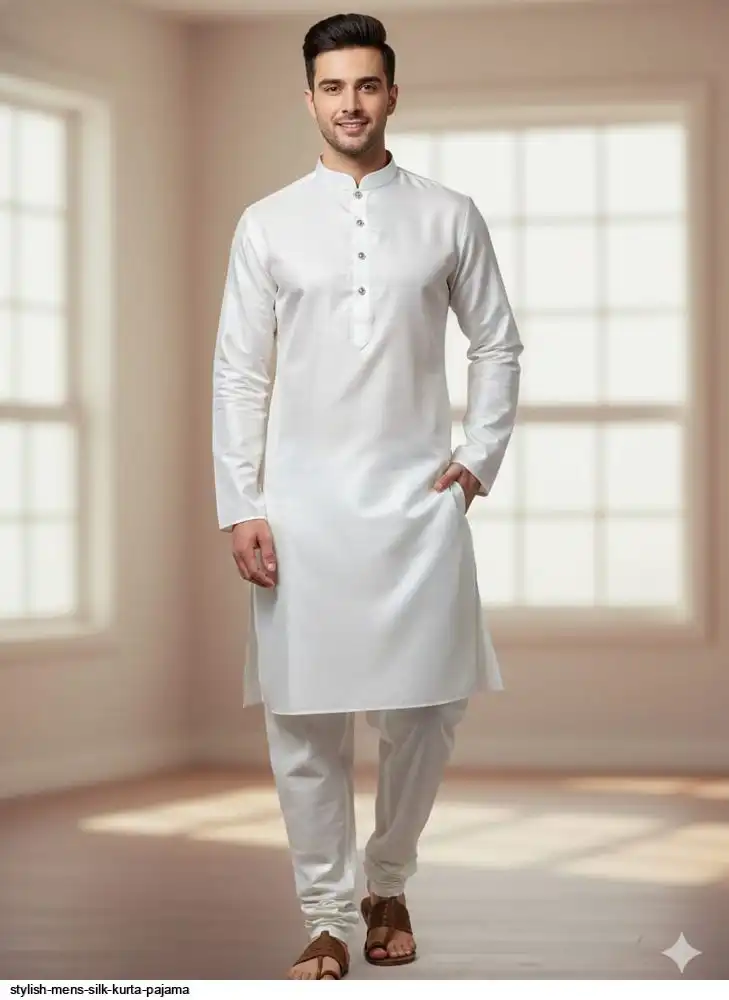 STYLISH MENS SILK KURTA PAJAMA B