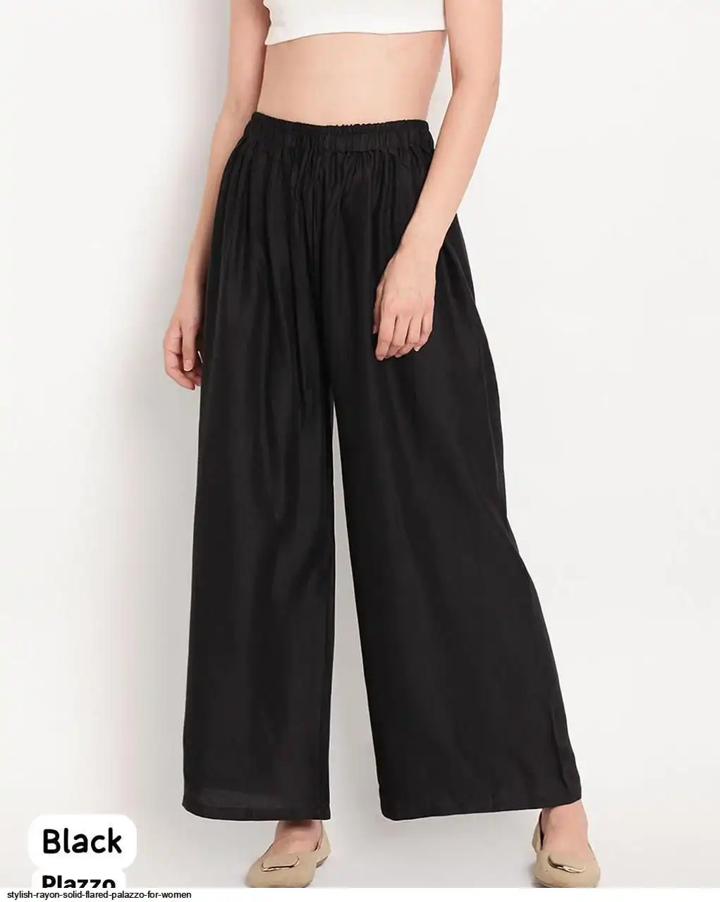 STYLISH RAYON SOLID FLARED PALAZZO FOR WOMEN B