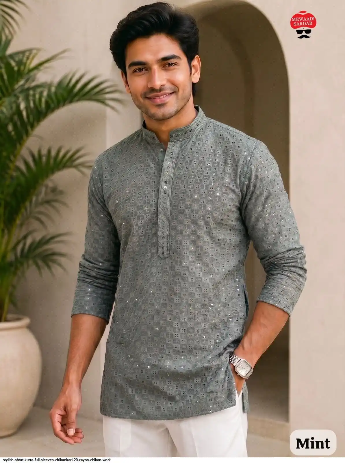 STYLISH SHORT KURTA FULL SLEEVES RAYON CHIKANKARI 2 0 A