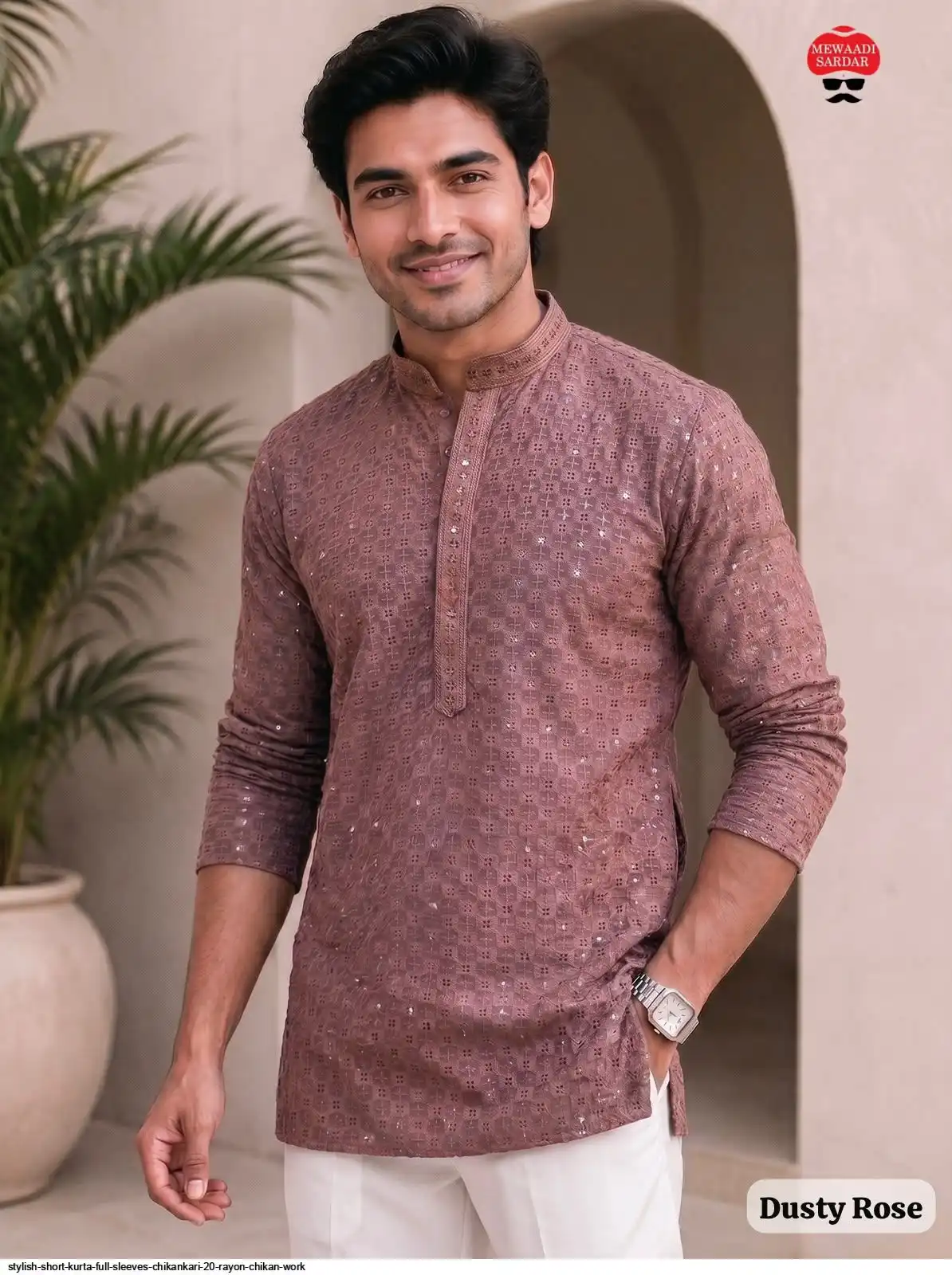 STYLISH SHORT KURTA FULL SLEEVES RAYON CHIKANKARI 2 0 B
