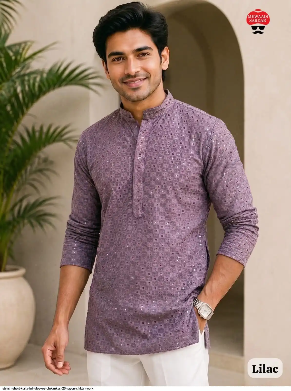 STYLISH SHORT KURTA FULL SLEEVES RAYON CHIKANKARI 2 0 C