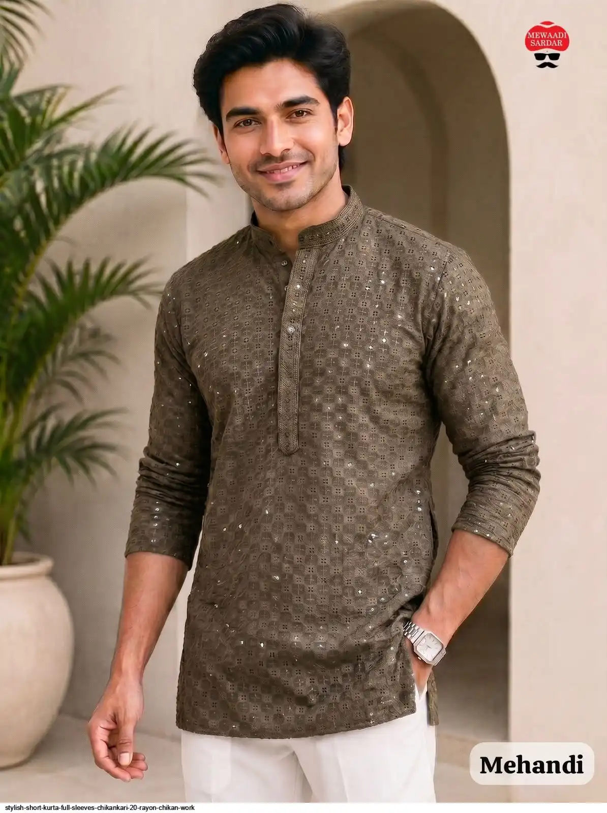 STYLISH SHORT KURTA FULL SLEEVES RAYON CHIKANKARI 2 0 D