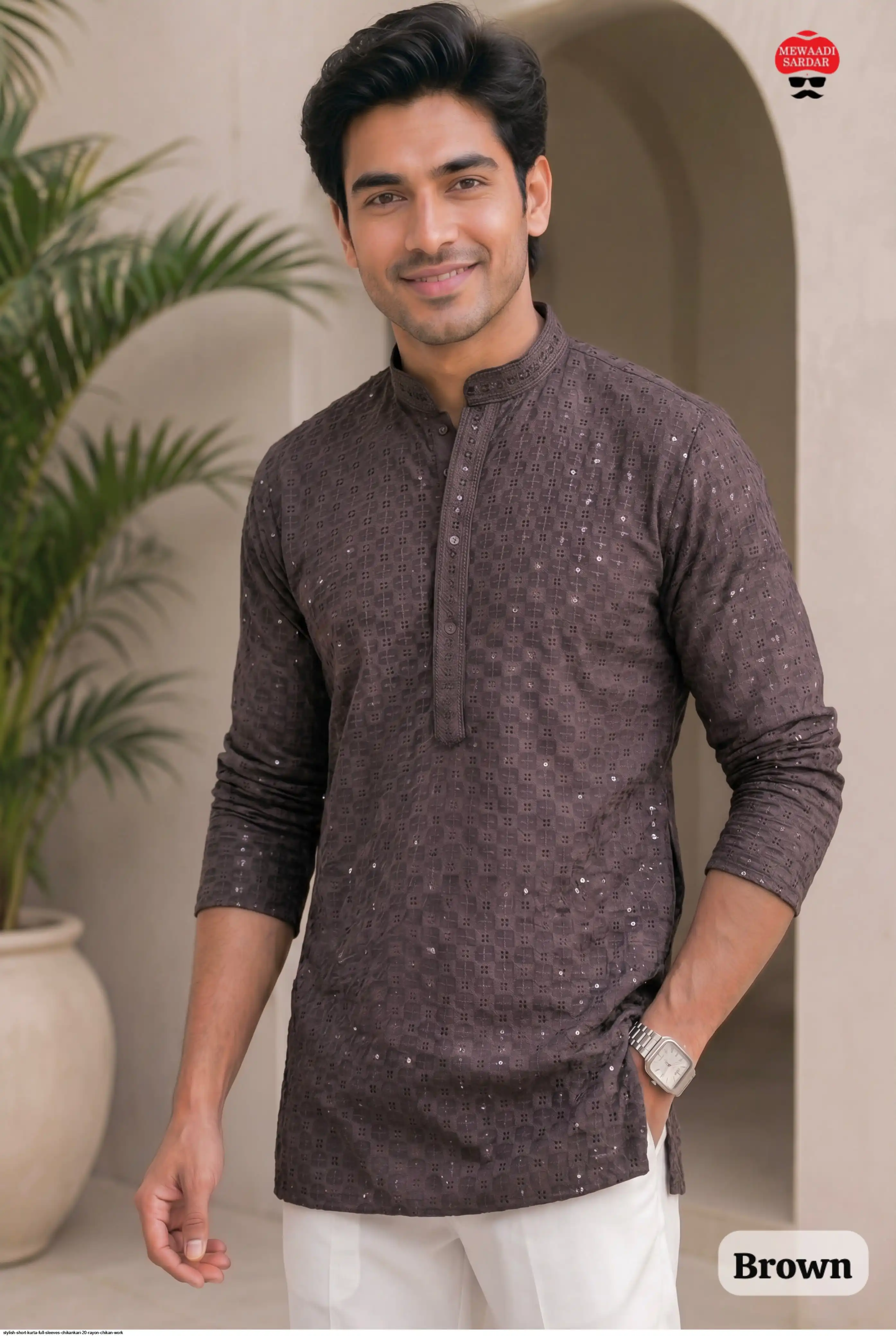 STYLISH SHORT KURTA FULL SLEEVES RAYON CHIKANKARI 2 0 F