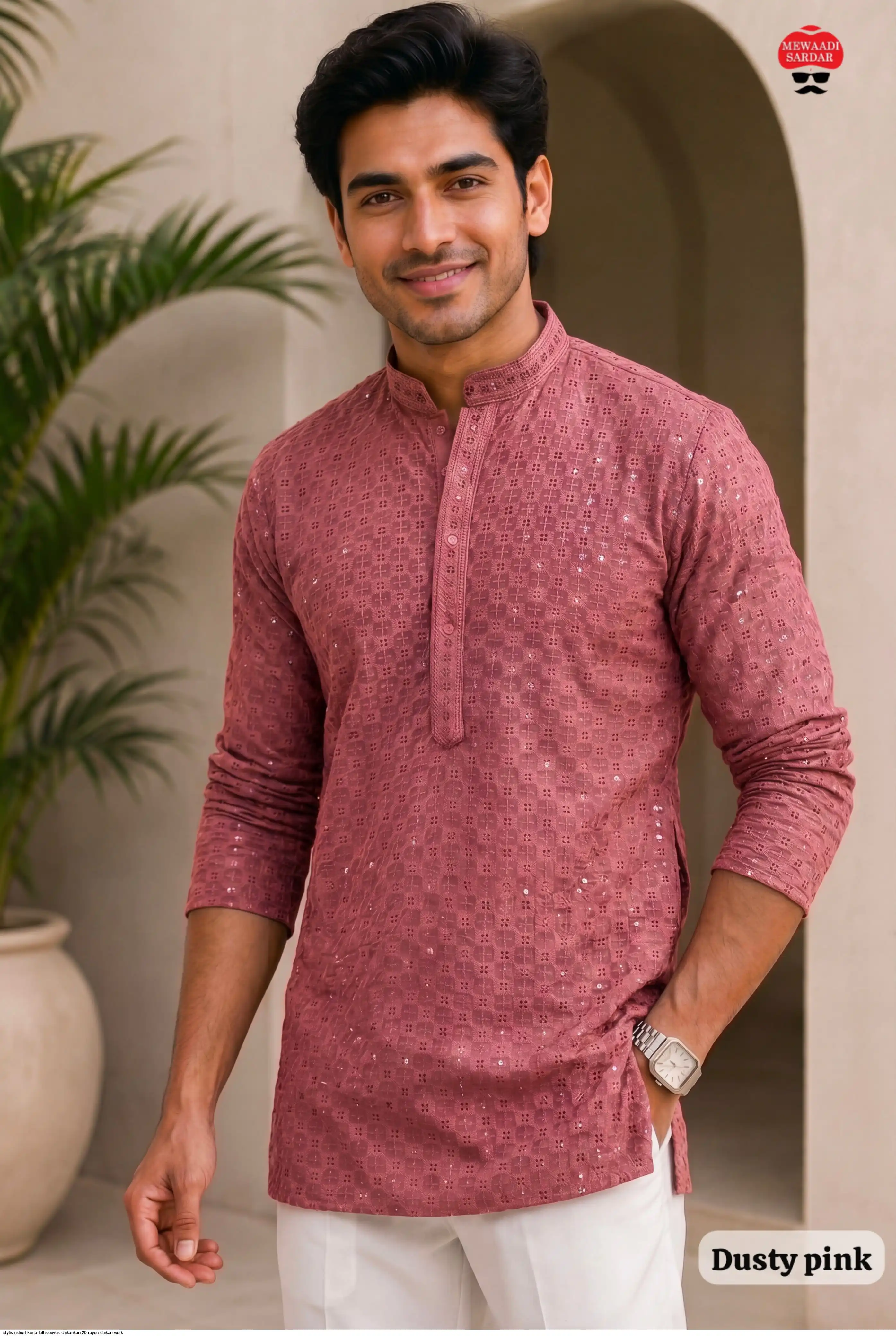 STYLISH SHORT KURTA FULL SLEEVES RAYON CHIKANKARI 2 0 E