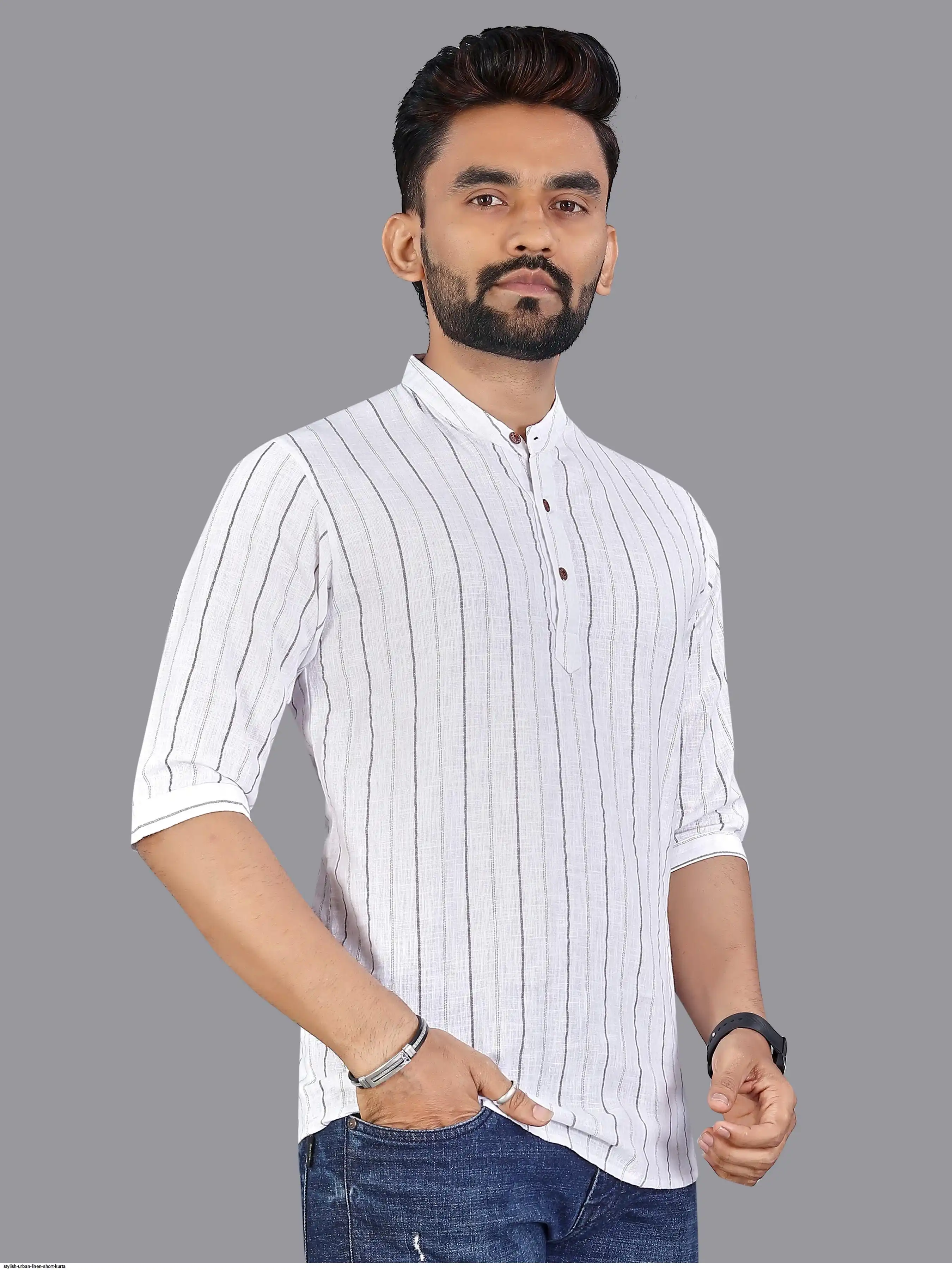 STYLISH URBAN LINEN SHORT KURTA B