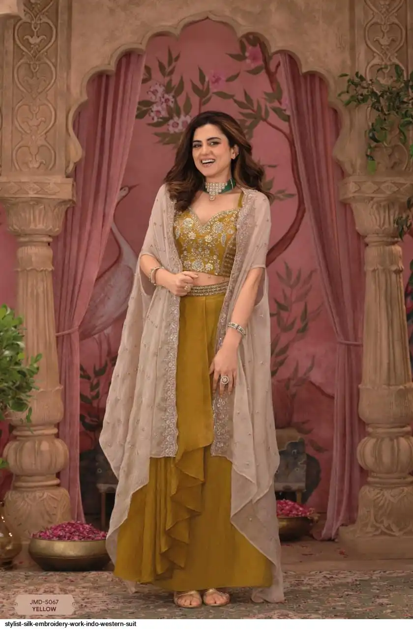 STYLIST SILK EMBROIDERY WORK INDO WESTERN SUIT A