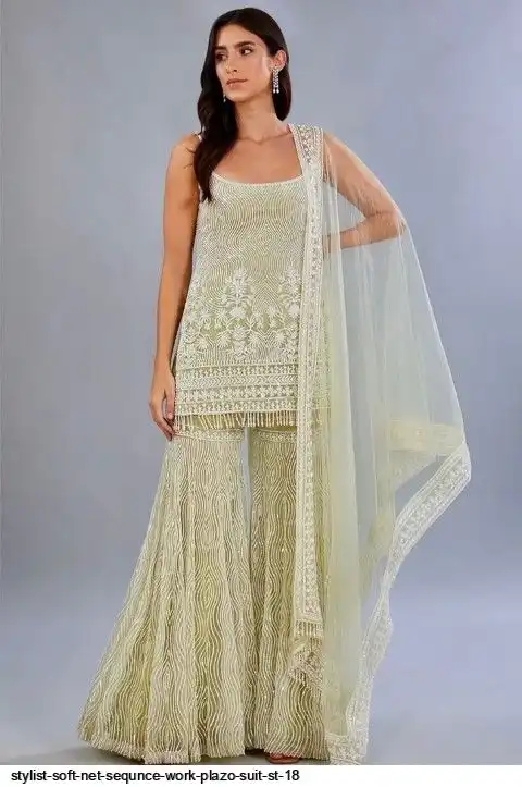 STYLIST SOFT NET SEQUNCE WORK PLAZO SUIT ST 18 B