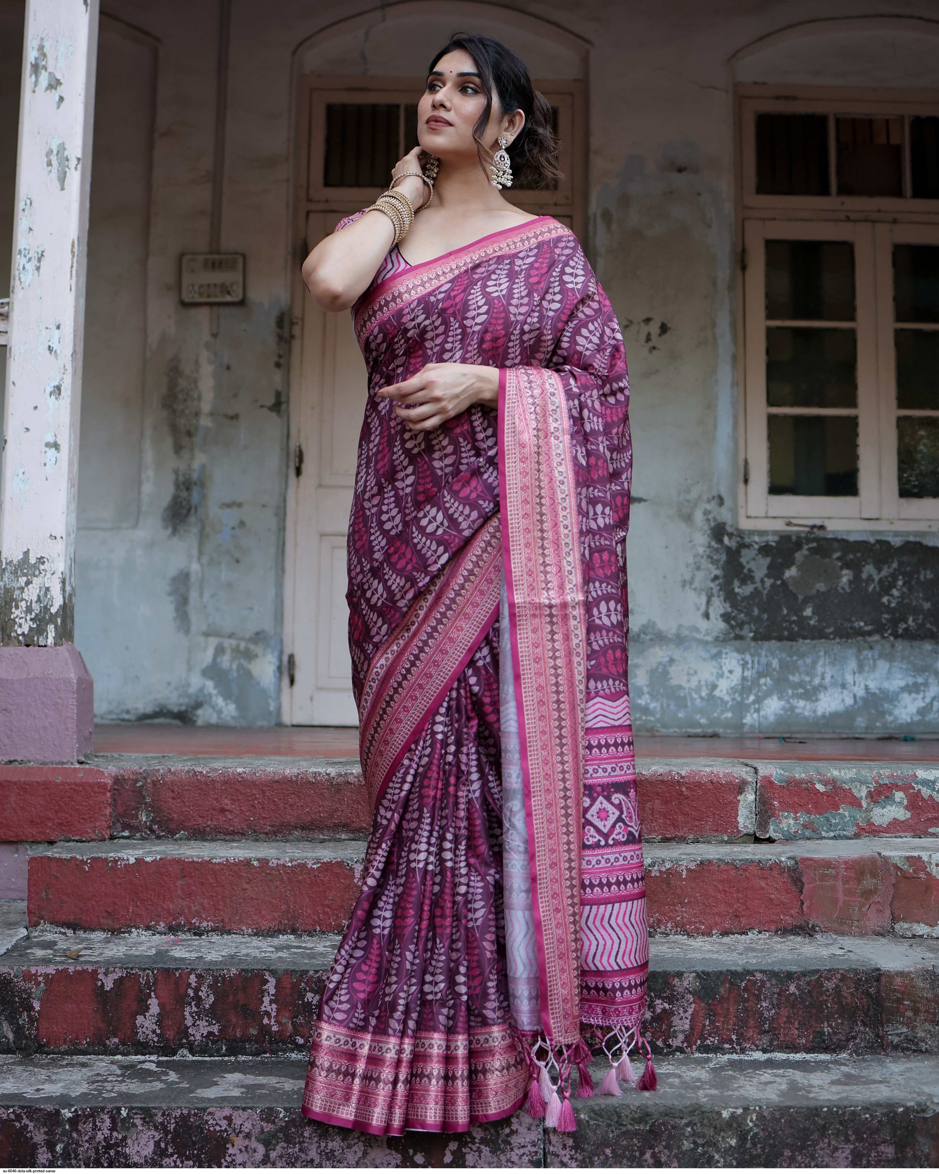 SU 6046 DOLA SILK PRINTED SAREE
