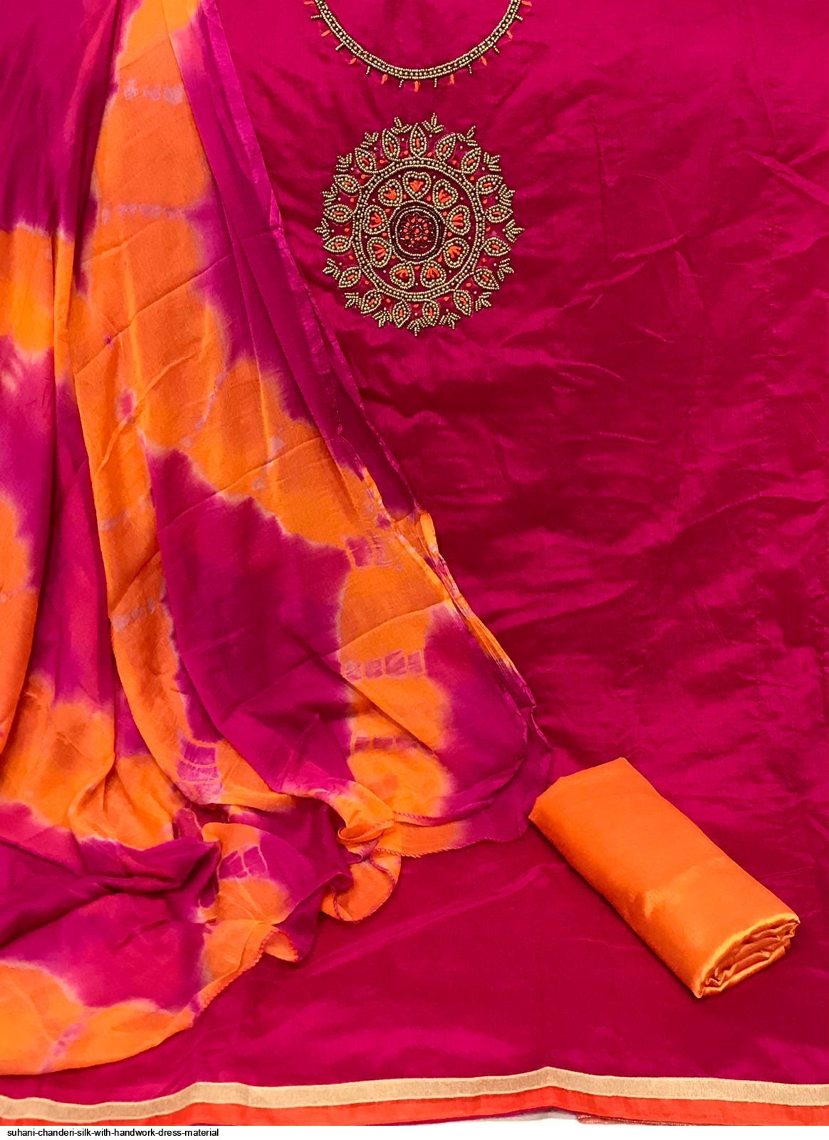 chanderi silk hand work dress material Buy Chaneri silk dress material at Amazon.in