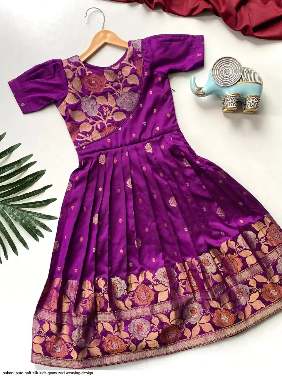 SUHANI PURE SOFT SILK KIDS GOWN ZARI WEAVING DESIGN A