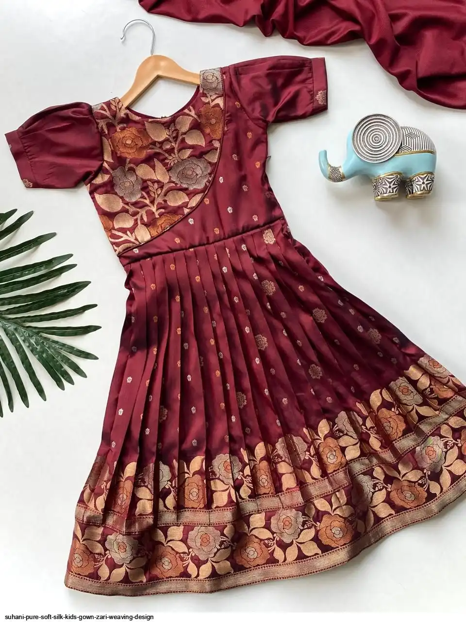 SUHANI PURE SOFT SILK KIDS GOWN ZARI WEAVING DESIGN E