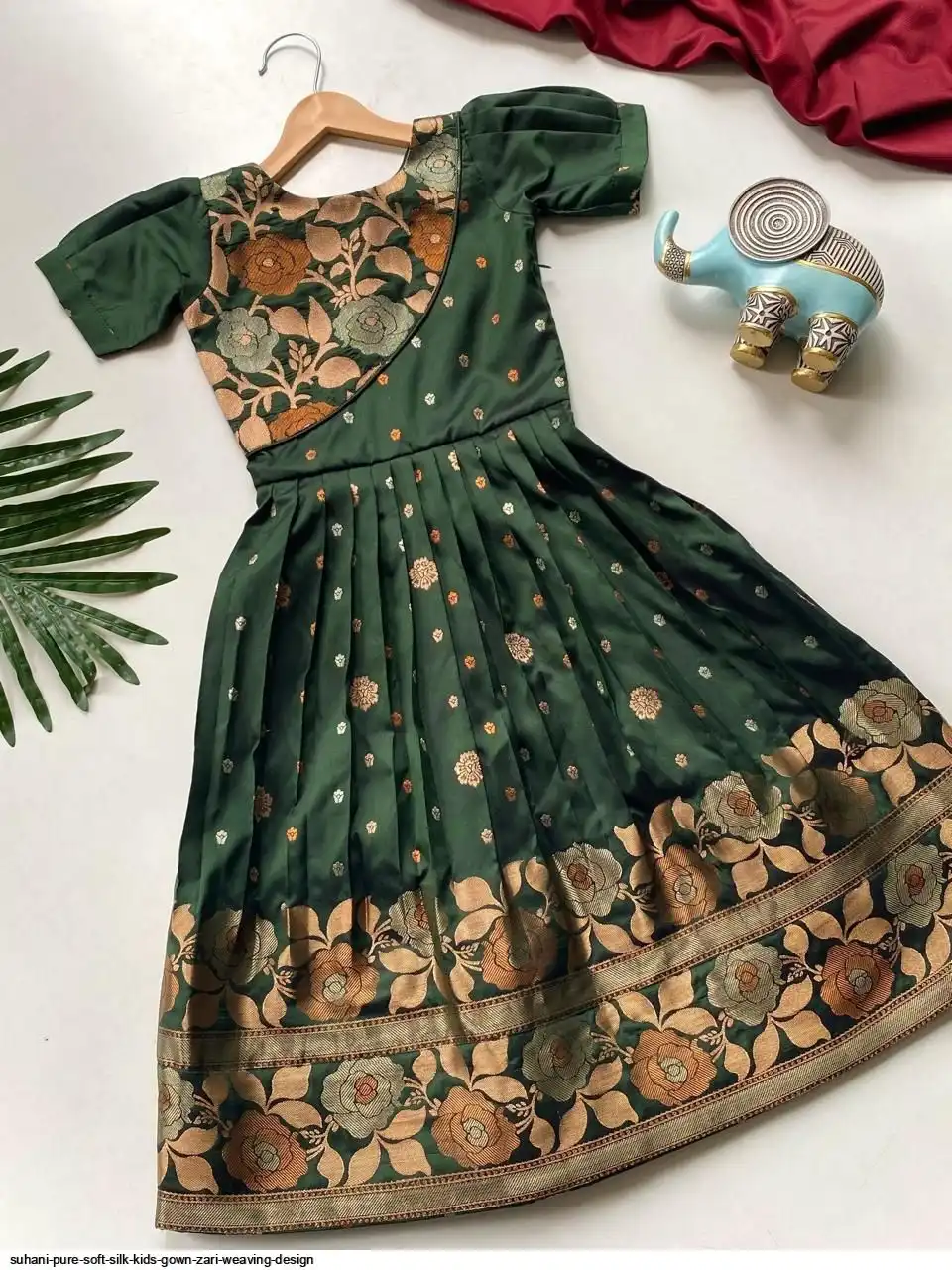 SUHANI PURE SOFT SILK KIDS GOWN ZARI WEAVING DESIGN C