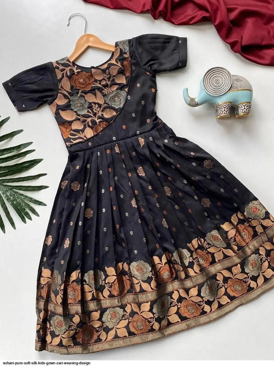 SUHANI PURE SOFT SILK KIDS GOWN ZARI WEAVING DESIGN B