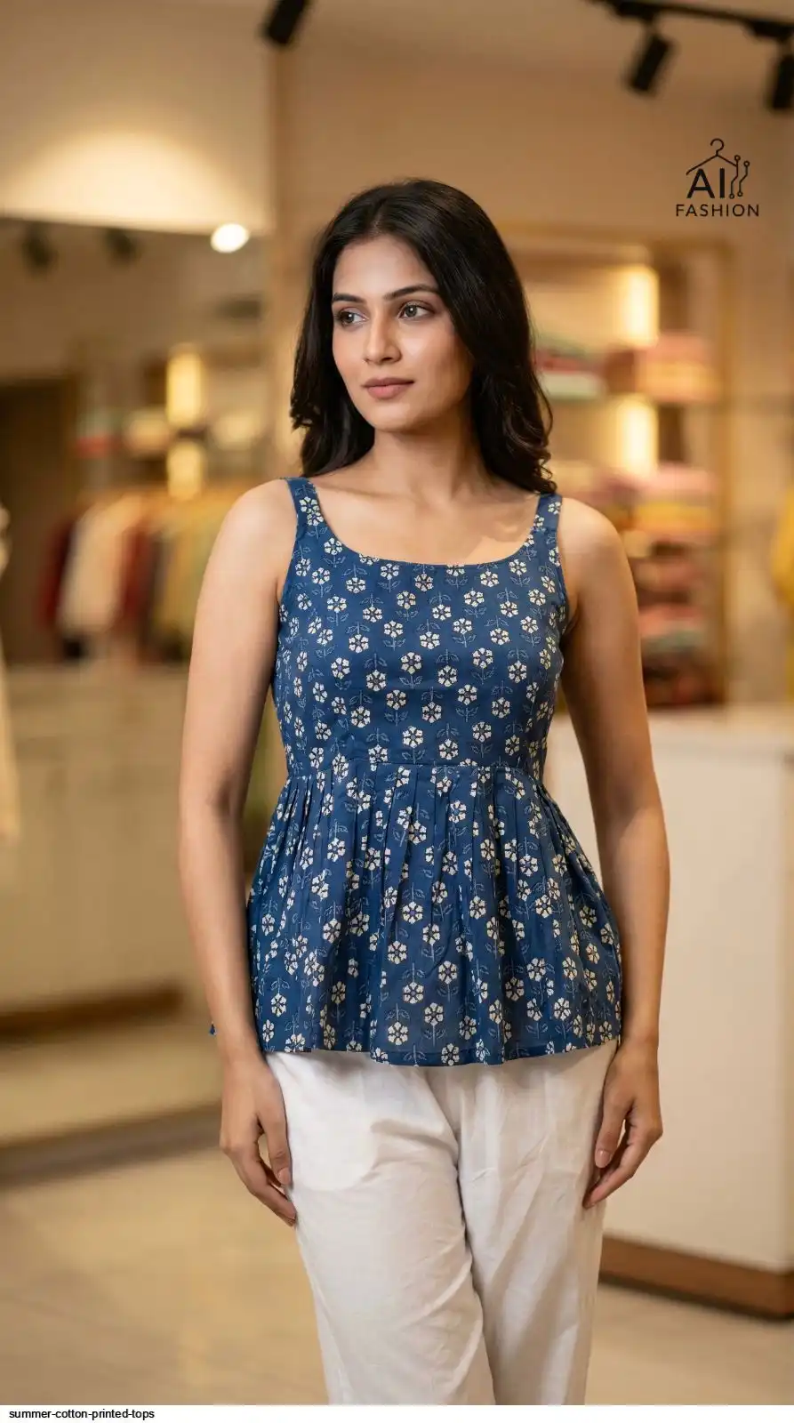 SUMMER COTTON PRINTED TOPS H