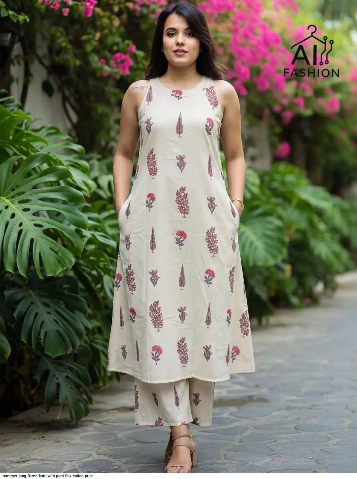 SUMMER LONG FLARED KURTI WITH PANT FLEX COTTON PRINT 6