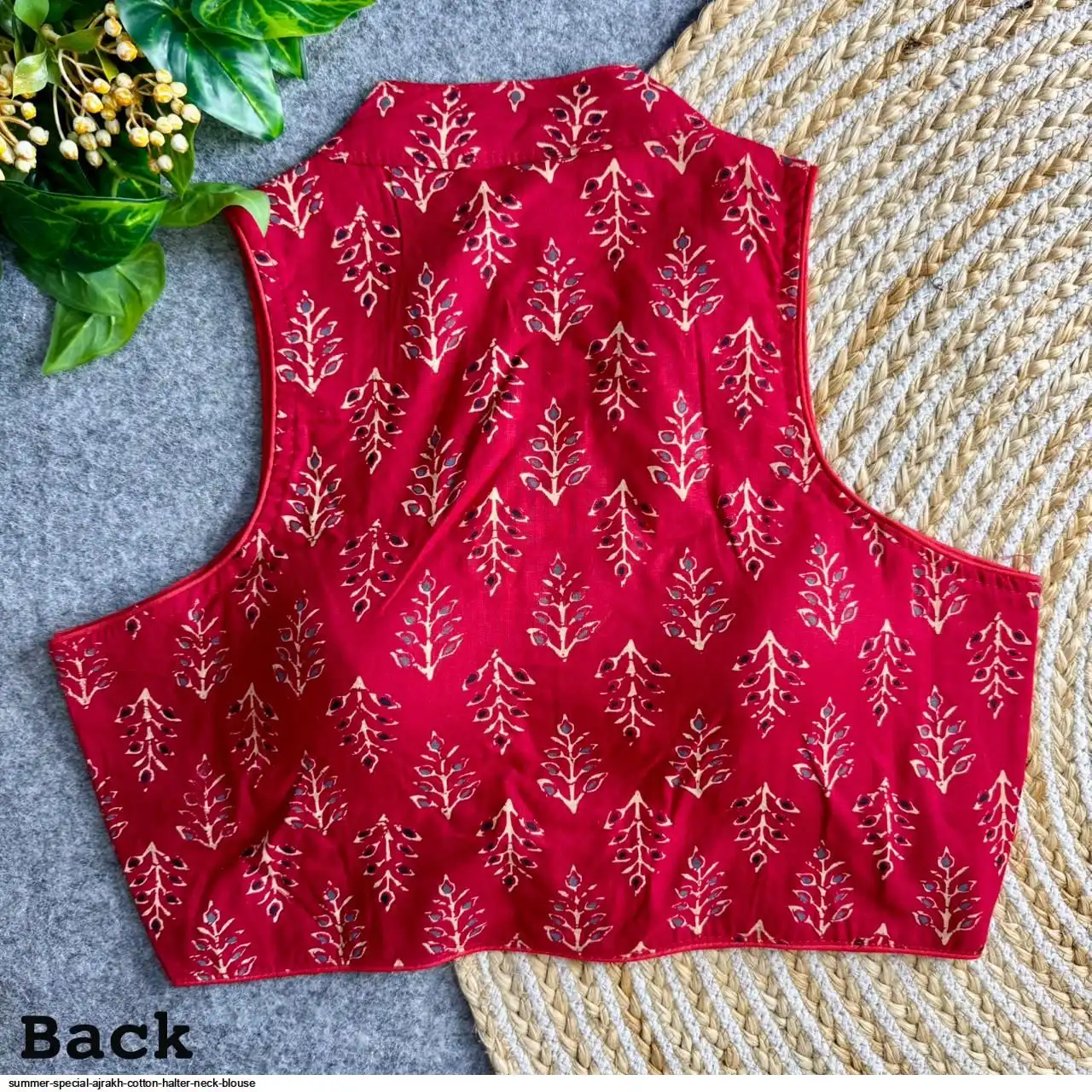 SUMMER SPECIAL AJRAKH COTTON HALTER NECK BLOUSE 1