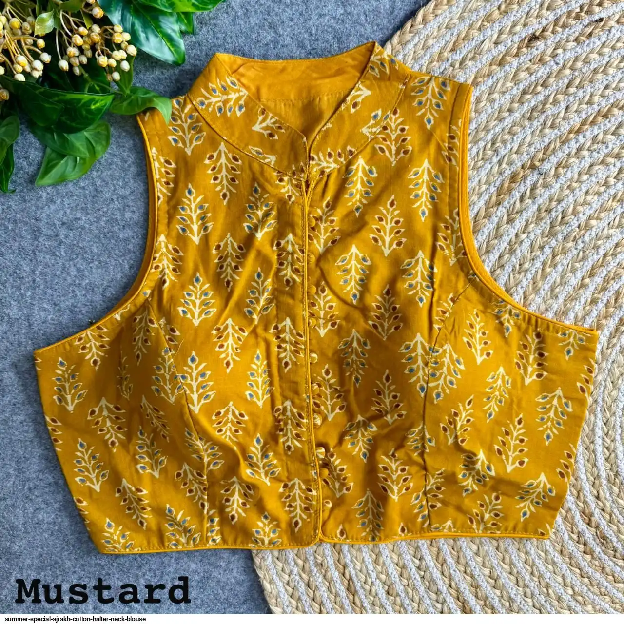 SUMMER SPECIAL AJRAKH COTTON HALTER NECK BLOUSE 6