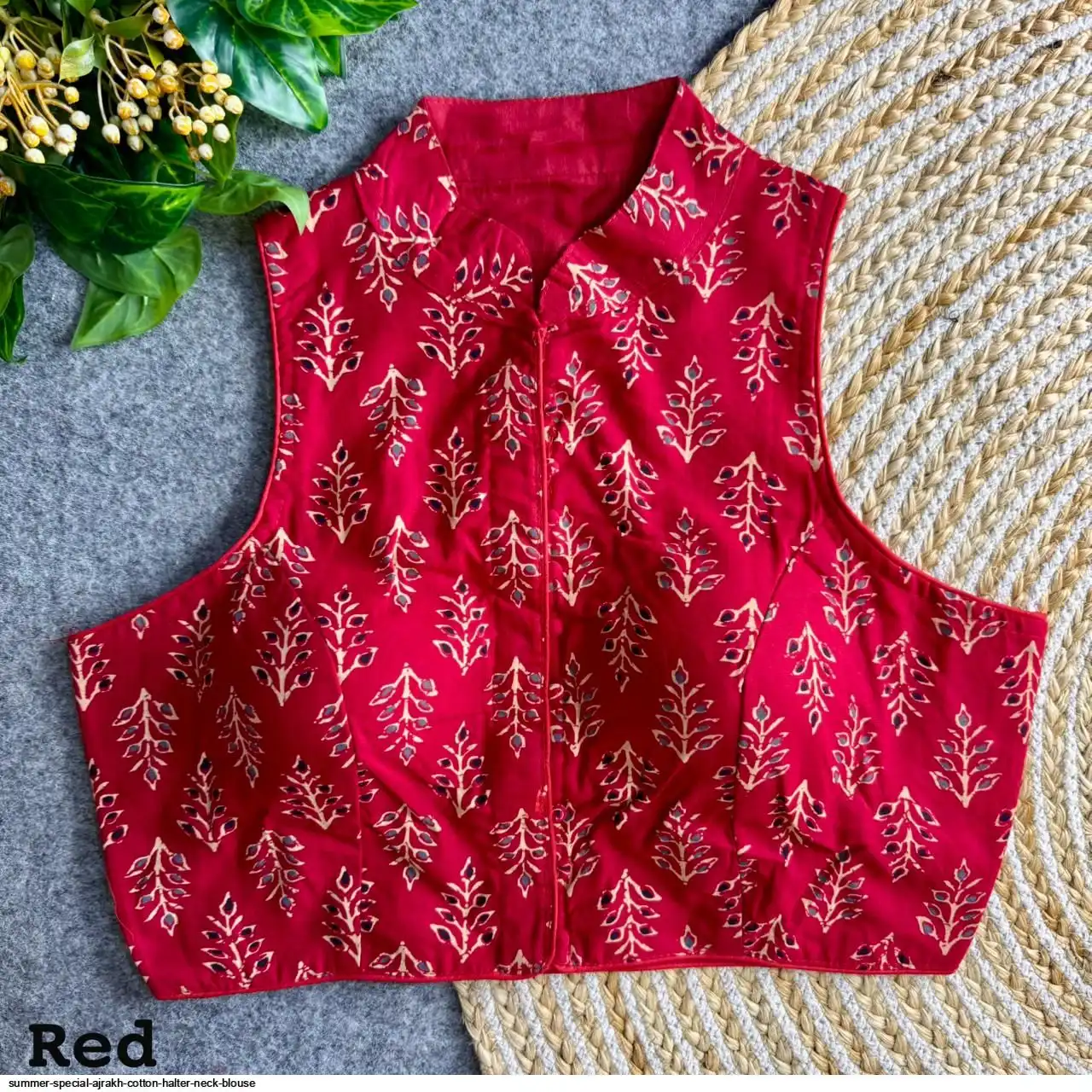 SUMMER SPECIAL AJRAKH COTTON HALTER NECK BLOUSE 7