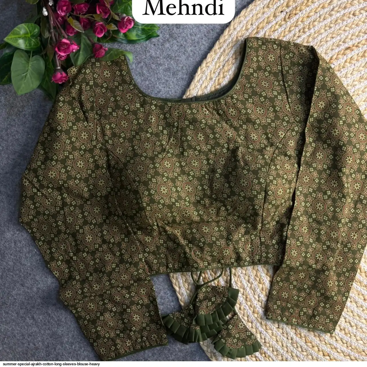 SUMMER SPECIAL AJRAKH COTTON LONG SLEEVES BLOUSE HEAVY 2