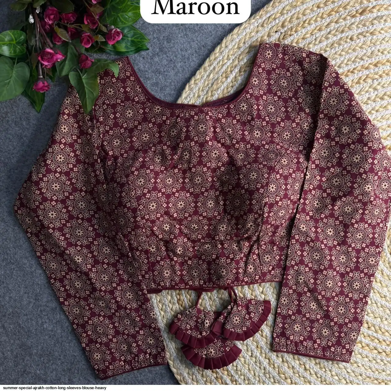 SUMMER SPECIAL AJRAKH COTTON LONG SLEEVES BLOUSE HEAVY 3