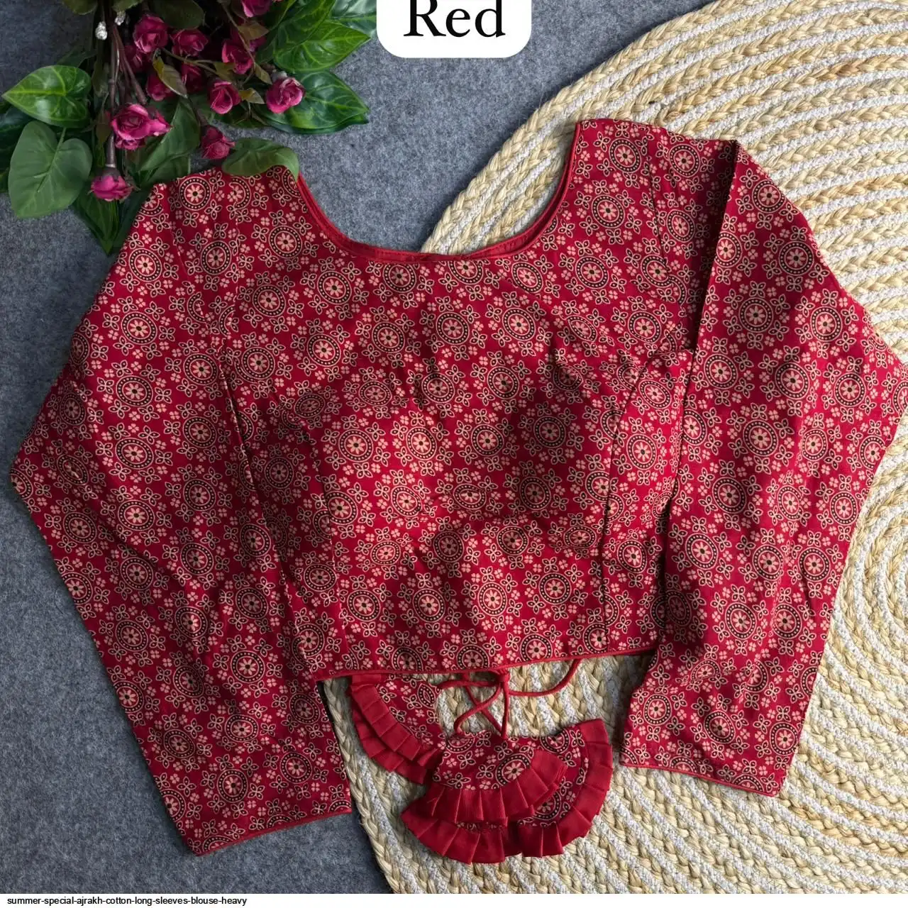 SUMMER SPECIAL AJRAKH COTTON LONG SLEEVES BLOUSE HEAVY 5