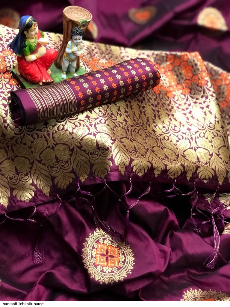 SUN SOFT LICHI SILK SAREE A