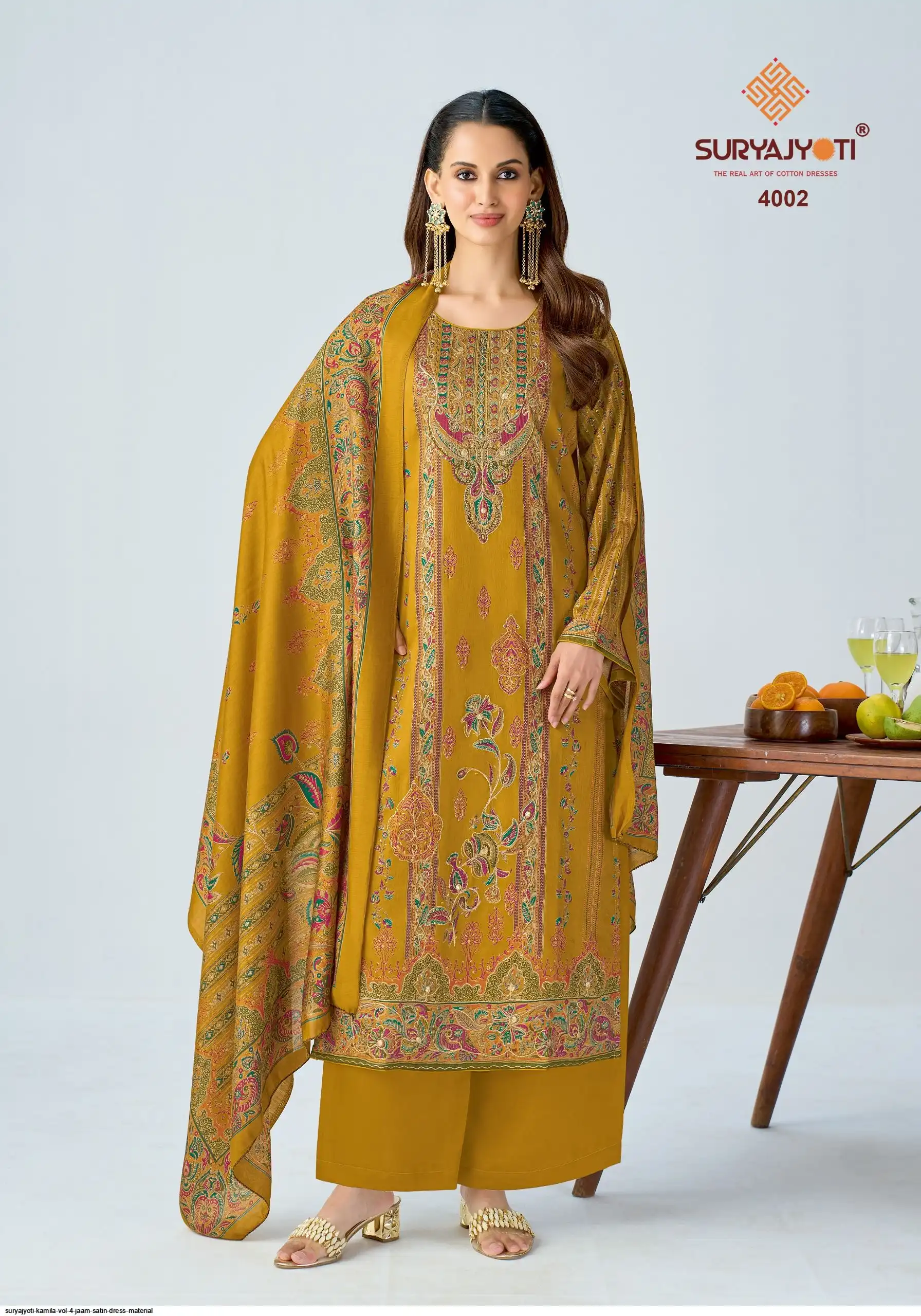 Suryajyoti KAMILA VOL-4 Jaam Satin Discharge Print With Foil Full